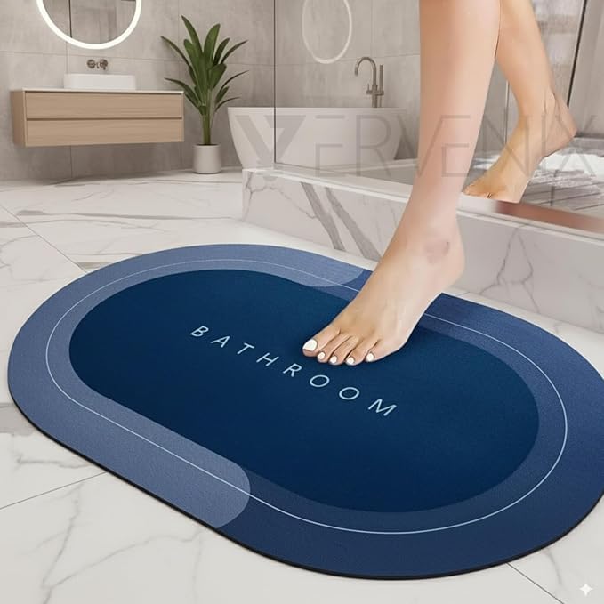 Doormat (Pack of 2) Quick-Dry Anti-Slip Bathroom Mat | Non-Slip Home Print Bathroom Mat | Water-Absorbing Rubber Doormat, for Home, Kitchen, Washroom, Office, Rectangular (Grey)