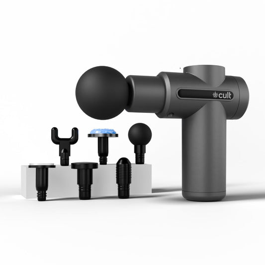 Full Body Gun Massager With Hot And Cold Therapy, 3000Mah Battery, 6 Interchangeable Heads, 6 Speed Levels, Carry Pouch., Black