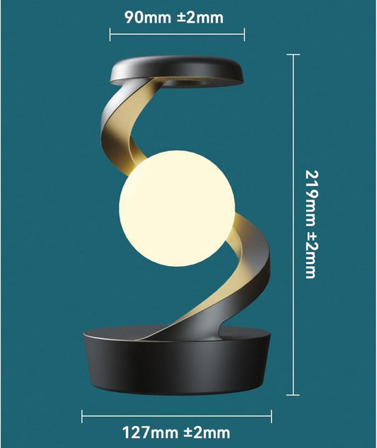Suspended Rotating Light Ball Lamp with Mobile Phone Wireless Charging Function, Desktop Creative Levitating Night Light, Bedroom Bedside Atmosphere  Rechargeable Table Lamp | Multicolor LED Levitating Night Light | 3D Visual Levitation Ball 360° Spiral R