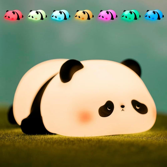 One23POP Silicone Panda Bear Night Light – 7 Color Changing LED Bedside Lamp | Cute Nursery Decor for Baby Room, Kids Bedroom & Gifts for Girls & Boys | Soft Multicolor Night Lamp (Sleeping Panda)