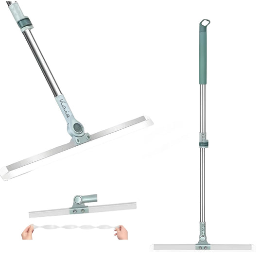 Magic Broom Sweeper with Extendable Handle, 2 in 1 Tiles Cleaning Scrubber and Wiper for Floor, Toilet, Glass, Window, Wall, Kitchen Floor Cleaning Mop with Long Handle, for Wet & Dry Cleaning Wipers