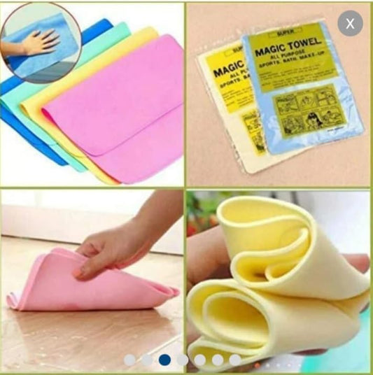 Magic Towels – Reusable, Super Absorbent Multipurpose Cloths for Kitchen, Glass, Bath, Sports & Makeup (25x35 cm, Pack of 4, Multicolor)