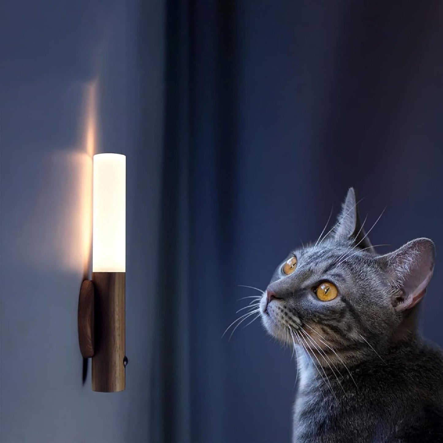 Wood Motion Sensor Night Light | LED Body Sensor, 3 Adjustable Modes | USB Rechargeable, Energy Efficient | Ideal for Bedroom, Hallway, Staircase | Pack of 1