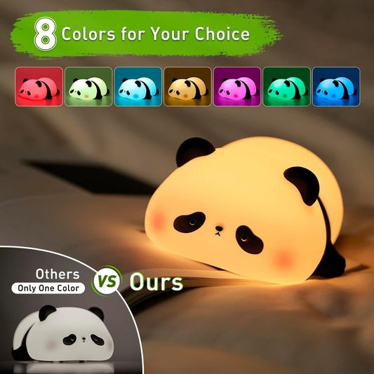 One23POP Silicone Panda Bear Night Light – 7 Color Changing LED Bedside Lamp | Cute Nursery Decor for Baby Room, Kids Bedroom & Gifts for Girls & Boys | Soft Multicolor Night Lamp (Sleeping Panda)