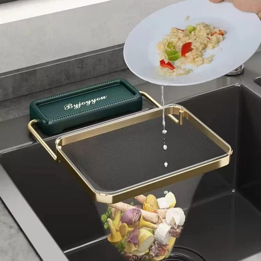 Kitchen Sink Strainer Filter Corner Drainage Basket Collapsible Sink Food Waste Filter Collector Mesh Leftovers Garbage Storage Net Foldable Sink Strainer with Hanging Net (50 Pcs Mesh Bag)