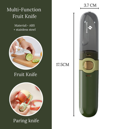 Pocket Knife, Kitchen Knife Peeler Portable Knife for Fruit 2 in 1 Knife and Peeler for Kitchen Travel Knife with case Stainless Steel Bled Pack of 1 (2 in 1)