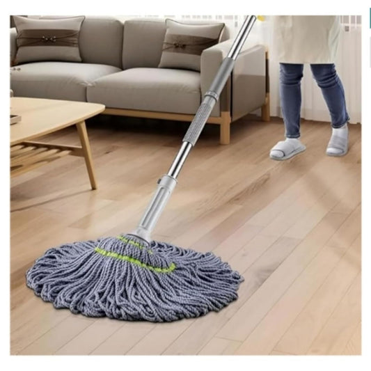 Microfibre Twist Mop, Self-Wringing Floor Cleaning Mop with Extendable Handle, Grey Pack of-1