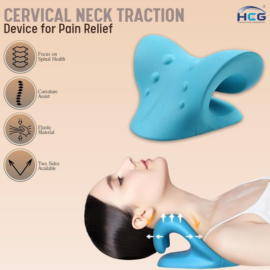 Neck and Shoulder Relaxer | Chiropractic Neck Support Pillow | Cervical Spine Alignment Traction Device for Pain Relief & Posture Correction (Rubber)