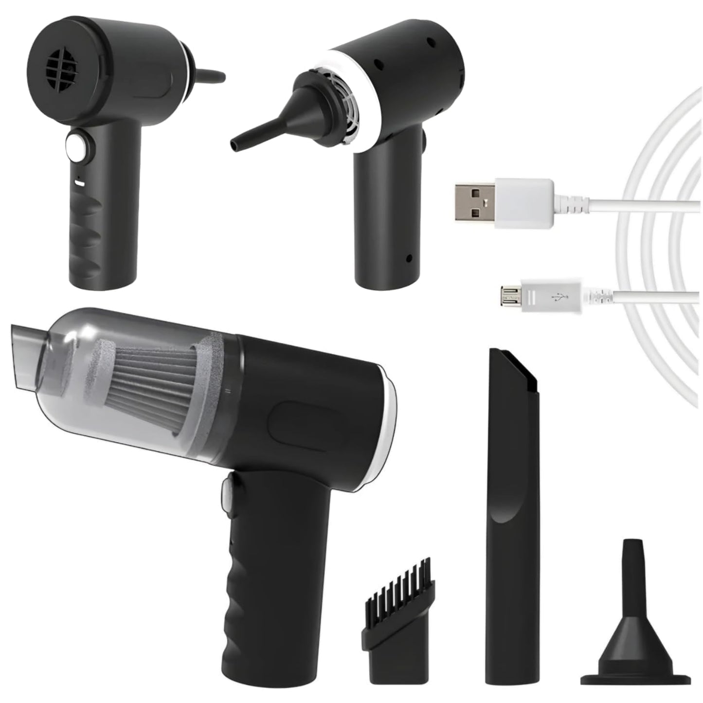 Car Vacuum Cleaner 3 in 1 with 3 Attachments & Blower | Cordless Handheld Vacuum Cleaner for Wet & Dry Cleaning for Home/Office/Car/Keyboard/Travel/Sofa/Office()