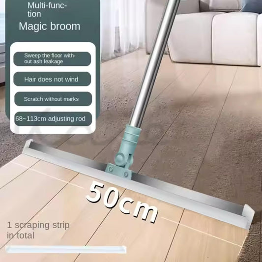 Magic Broom Sweeper with Extendable Handle, 2 in 1 Tiles Cleaning Scrubber and Wiper for Floor, Toilet, Glass, Window, Wall, Kitchen Floor Cleaning Mop with Long Handle, for Wet & Dry Cleaning Wipers