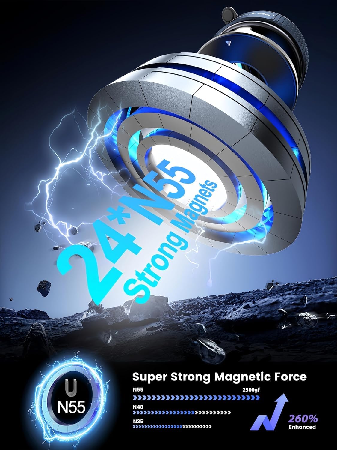 ZedGear 360° Magnetic Car Mobile Holder for Dashboard Vacuum Suction Phone Holder Mount Hand Free Magnetic Cell Phone Stand with Strong Grip Shockproof Suction Cup for Car Gym Office Table - Black