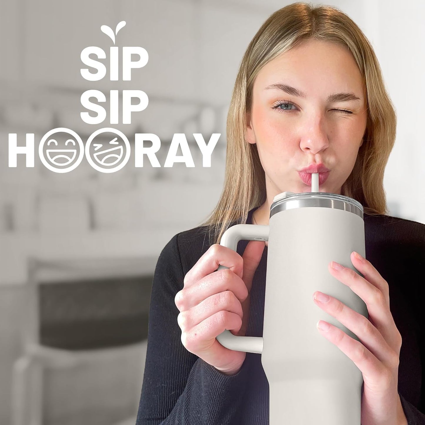 1200ML Tumbler with Lid and Straw | Stainless Steel Water Tumbler Sipper Insulated Hot and Cold with Handle Leak Proof Cup Coffee Mug Cupholder for Gym Office Travelling