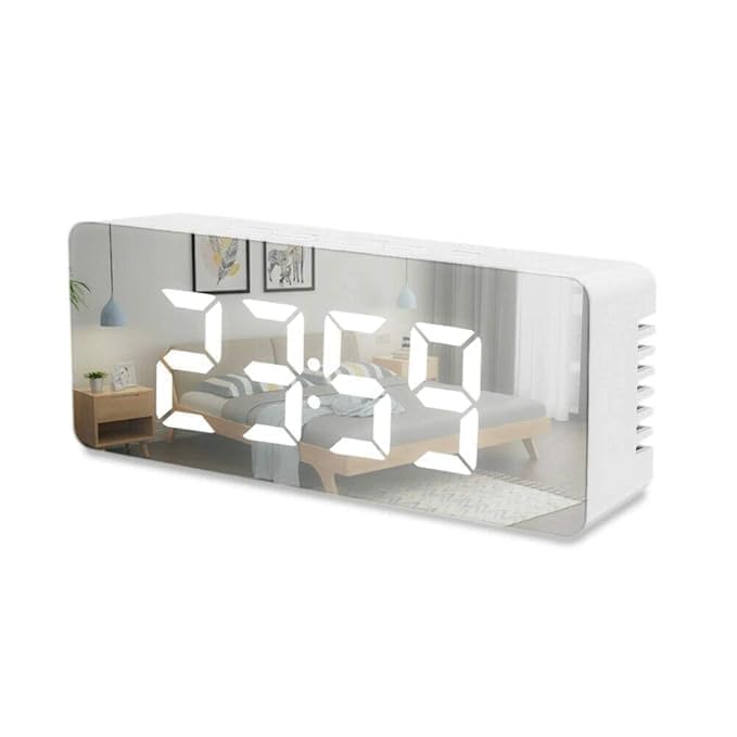 Digital Alarm Clock Table Clock for Students, Heavy Sleepers, Bedroom, Office, Corporate | Mini Alarm Clock with Loud Sound, Automatic Sensor, Date & Temperature