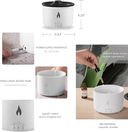 Volcano Flame Humidifier Original Flame Diffuser Volcano Lamp Aroma Diffuser for Essential Oils Diffusers, Small Fireplace Humidifier Fire Oil Diffuse for Bedroom