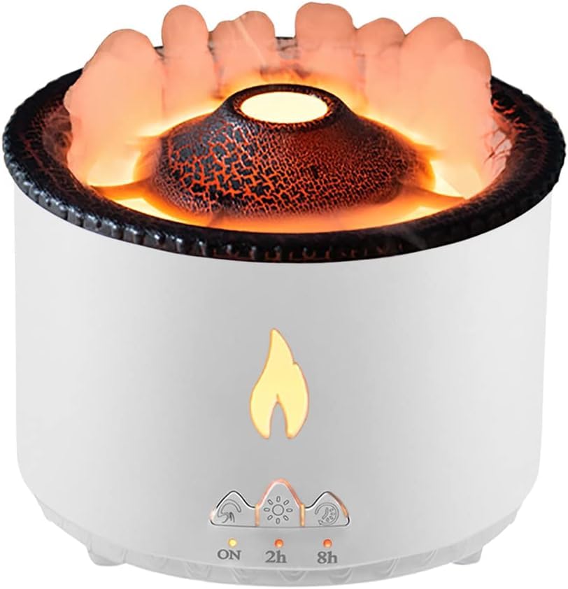 Volcano Flame Humidifier Original Flame Diffuser Volcano Lamp Aroma Diffuser for Essential Oils Diffusers, Small Fireplace Humidifier Fire Oil Diffuse for Bedroom