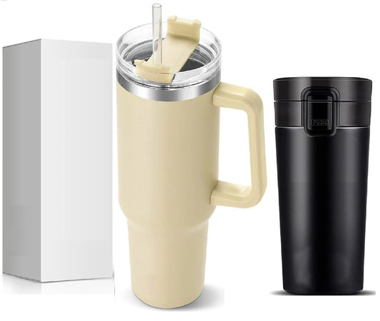 1200ML Tumbler with Lid and Straw | Stainless Steel Water Tumbler Sipper Insulated Hot and Cold with Handle Leak Proof Cup Coffee Mug Cupholder for Gym Office Travelling