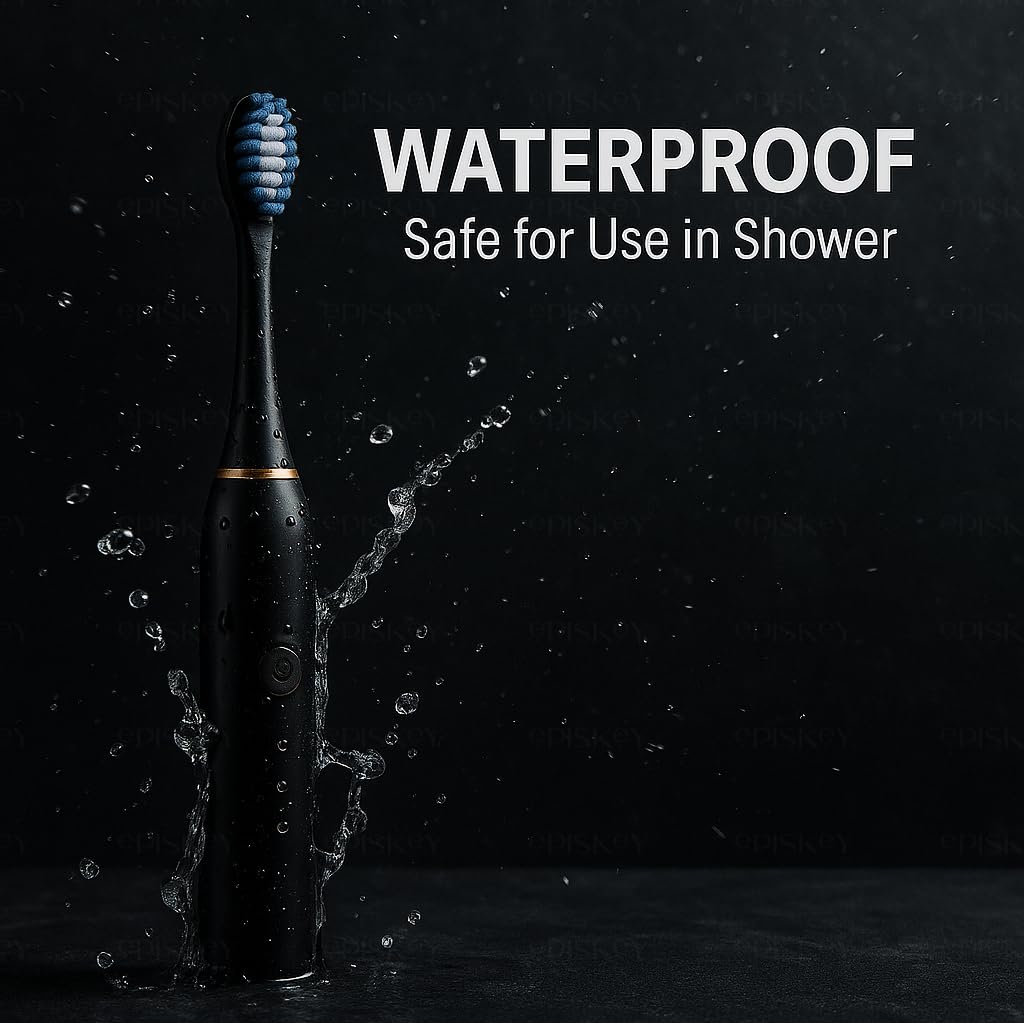 Electric Smart X-9, USB Fast Rechargeable Sonic Toothbrush With 4 Soft Brush Heads & 6 Advance Modes, IPX7 Waterproof With Smart Timmer, 5X Plaque Reduction (ELE_Toothbrush_Black)