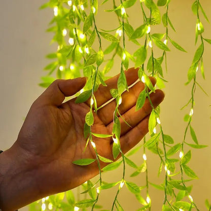 Artificial Leaf Curtain Lights – 200 LED Warm White Fairy String Lights, 3x1m,  for Home, Wedding, Party, Diwali, Christmas & Festival Decoration