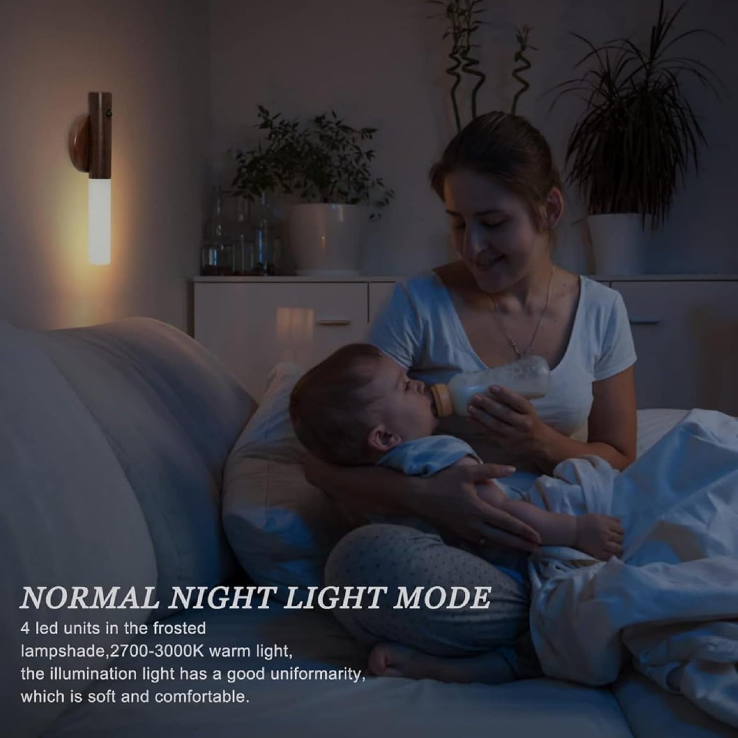 Wood Motion Sensor Night Light | LED Body Sensor, 3 Adjustable Modes | USB Rechargeable, Energy Efficient | Ideal for Bedroom, Hallway, Staircase | Pack of 1