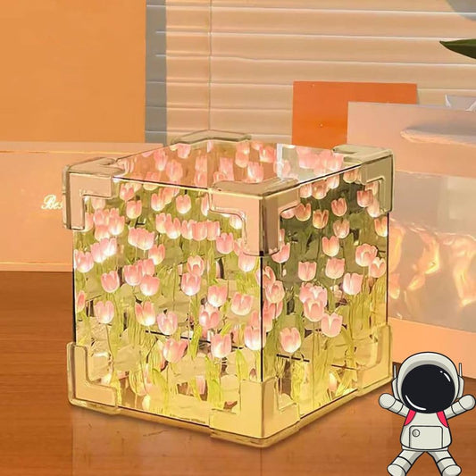 Acrylic Romantic Ocean Wave Night Light Projector Lamp, 3D Water Wave Effect Crystal Table Lamp with Remote Control (Battery Not Included), LED Projection for Bedroom Decor, Cube