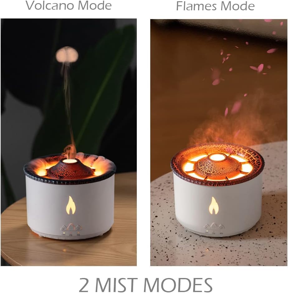 Volcano Flame Humidifier Original Flame Diffuser Volcano Lamp Aroma Diffuser for Essential Oils Diffusers, Small Fireplace Humidifier Fire Oil Diffuse for Bedroom