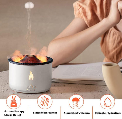 Volcano Flame Humidifier Original Flame Diffuser Volcano Lamp Aroma Diffuser for Essential Oils Diffusers, Small Fireplace Humidifier Fire Oil Diffuse for Bedroom