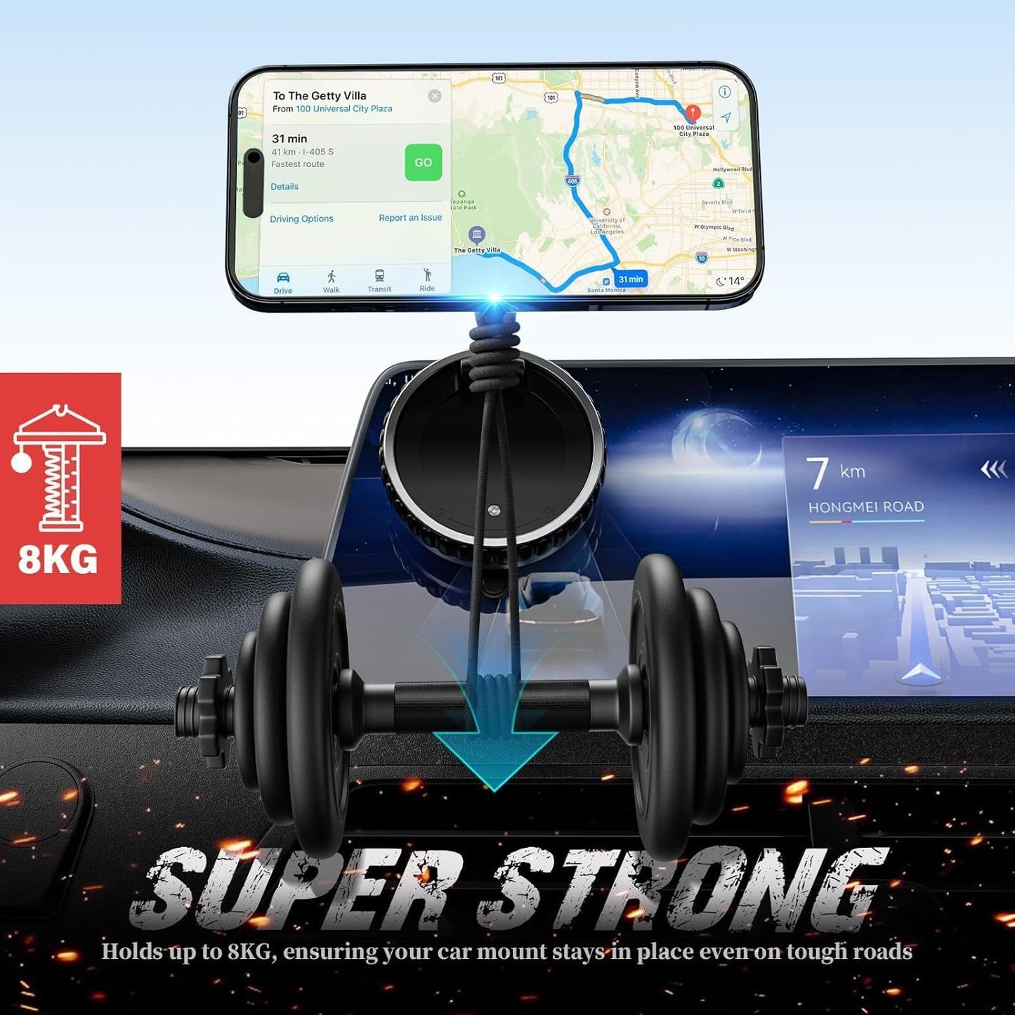 ZedGear 360° Magnetic Car Mobile Holder for Dashboard Vacuum Suction Phone Holder Mount Hand Free Magnetic Cell Phone Stand with Strong Grip Shockproof Suction Cup for Car Gym Office Table - Black