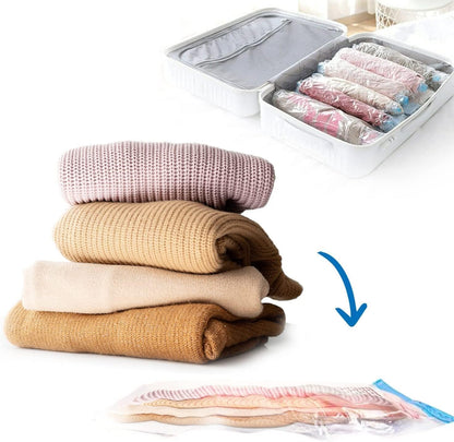 Vacuum Storage Bags for Clothes with Hand Pump – 5-Pack Space Saver Bags for Travel & Home – Self-Compression Organizer for Blankets, Comforters, Jackets & Sweaters