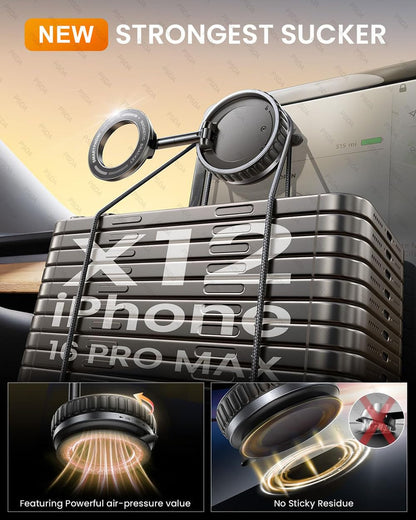 ZedGear 360° Magnetic Car Mobile Holder for Dashboard Vacuum Suction Phone Holder Mount Hand Free Magnetic Cell Phone Stand with Strong Grip Shockproof Suction Cup for Car Gym Office Table - Black