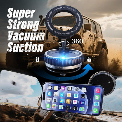 ZedGear 360° Magnetic Car Mobile Holder for Dashboard Vacuum Suction Phone Holder Mount Hand Free Magnetic Cell Phone Stand with Strong Grip Shockproof Suction Cup for Car Gym Office Table - Black