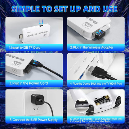 2.4G Wireless Game Stick New Wireless Console Retro Video Game for TV- 4K Ultra HD | Video Game | Gaming Console | Retro Game Stick | 20000 Plus Games | 23 Emulators | Dual-Player Setup |