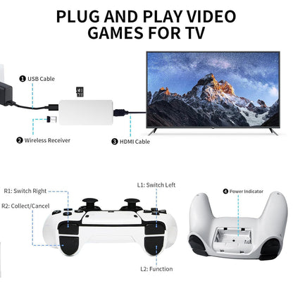 2.4G Wireless Game Stick New Wireless Console Retro Video Game for TV- 4K Ultra HD | Video Game | Gaming Console | Retro Game Stick | 20000 Plus Games | 23 Emulators | Dual-Player Setup |