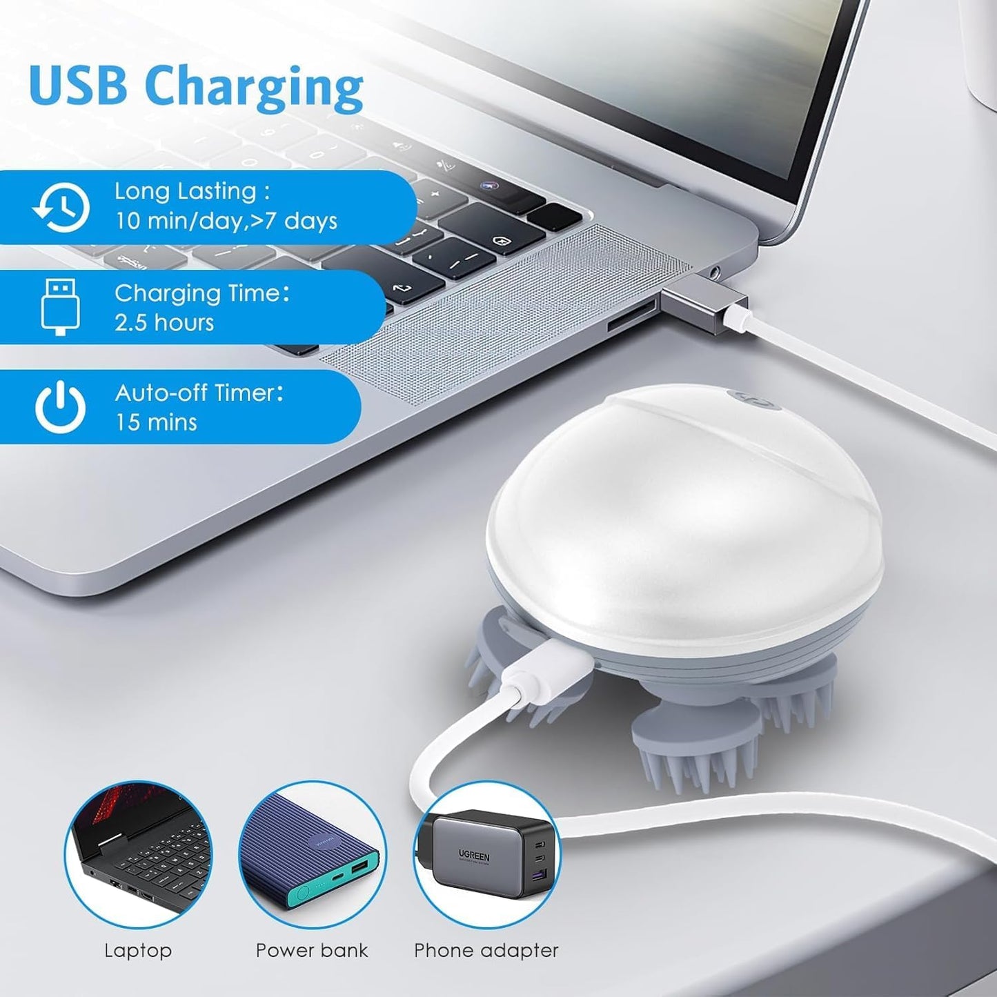 Electric Head,Scalp Massager | Advance Red Light Therapy for Boost Growth Fall Control Therapy | 3 Speed Mode Handheld,Portable,Scalp Scratcher Body Massage for Growth,Deep Clean & Stress Relaxation