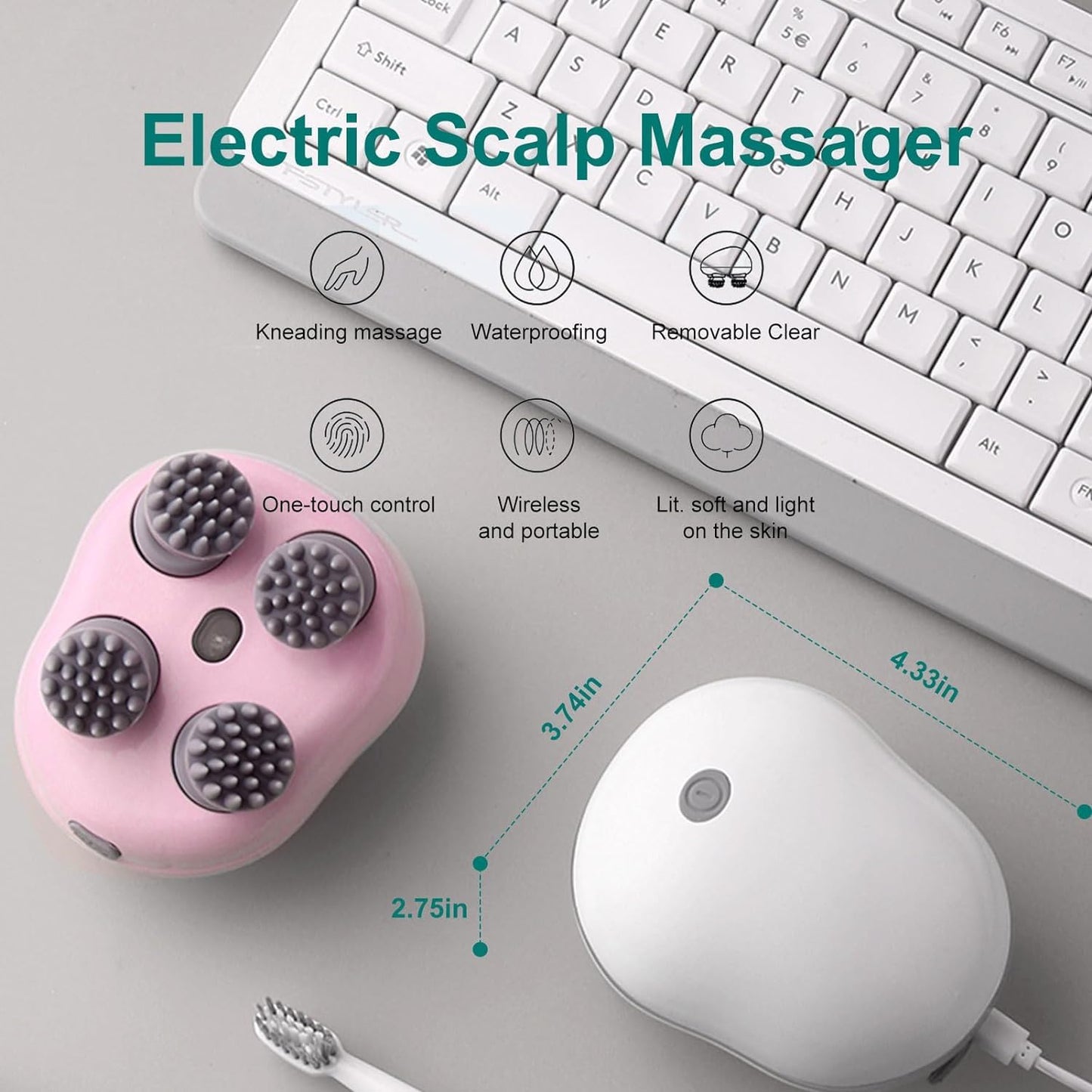 Electric Head,Scalp Massager | Advance Red Light Therapy for Boost Growth Fall Control Therapy | 3 Speed Mode Handheld,Portable,Scalp Scratcher Body Massage for Growth,Deep Clean & Stress Relaxation