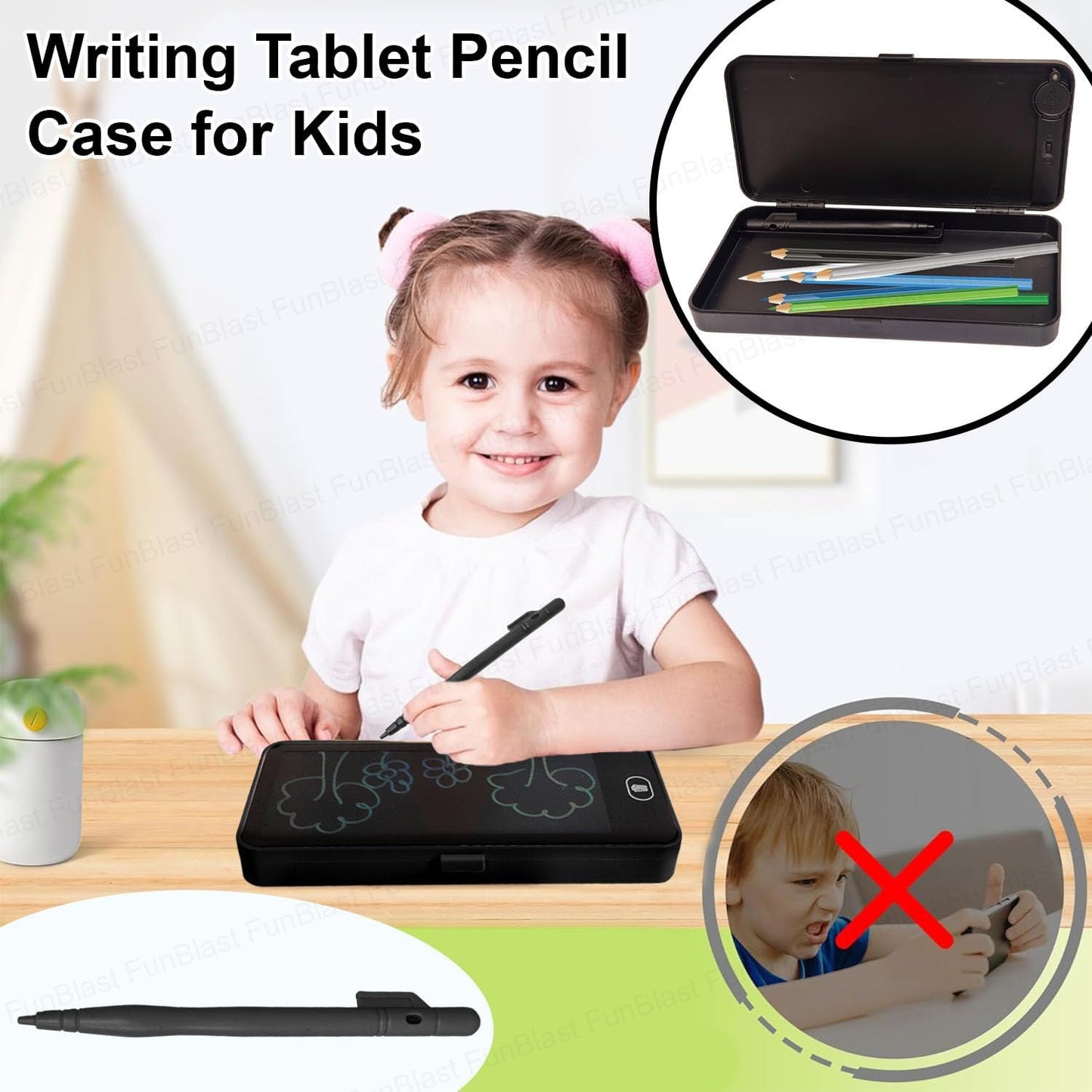Writing Tablet Pencil Case for – 2 in 1 LCD Digital Slate for, E-Note Pad, Pencil Box for Kids, Doodle Writing Board for School Going Kids, Educational